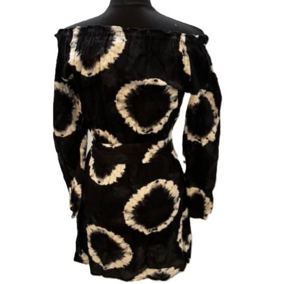 MICHAEL KORS Navy/White On/Off Shoulder Cotton Tie Dye Dress w/Belt  NWT $140 - Picture 7 of 12